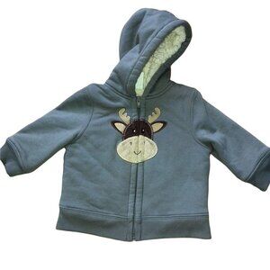 Healthtex Baby 18M Sherpa-Lined Hoodie With Moose Applique